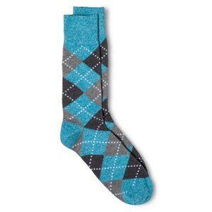Merona Size 6-12 Crew Socks Mens Dress Argyle Blue Gray Diamond Pattern NEW